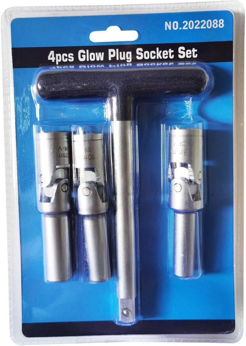 UTMALL 4 Piece Glow Plug Socket Set with 3/8" Dr T-Bar, Glow Plug Sizes (8mm, 10mm, 12mm) Ideal Broken Glow Plug Removal Tool - Image 5